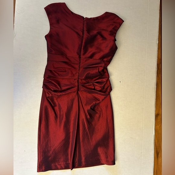 Dress Barn Holiday cocktail metallic burgundy fully lined dress Sz-10.  X9 - Picture 7 of 13
